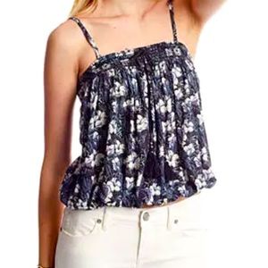 Free People Midnight Combo Linen Floral Printed Bodega Tube Top
